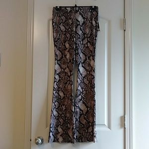 Snakeskin Print Flared Pants